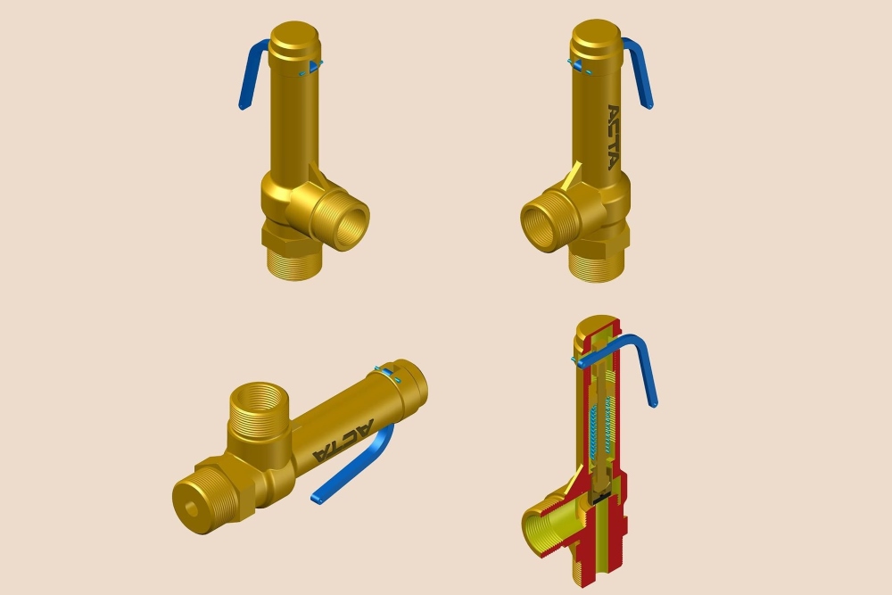 В НПО АСТА представлены 3D-модели латунных предохранительных клапанов